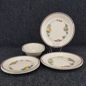 Corelle Abundance Dinnerware Set 12pc Service for 4 Cream Fruit Vine Harvest USA